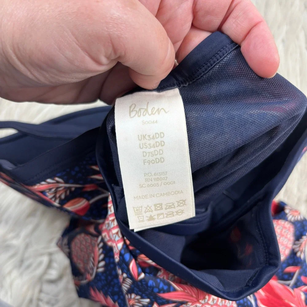 Boden Women's 34DD Navy Pink Pineapple Print One Piece Swimsuit Classic Resort